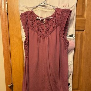 Maurice’s brand dusty rose dress with lace neckline. Never worn.